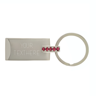 Silver Key Chain With Pink Crystals - Things Engraved