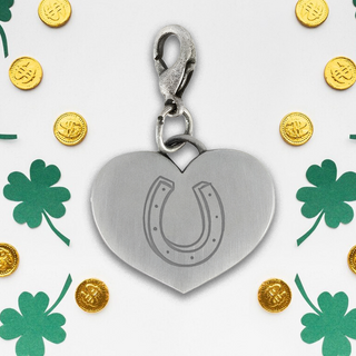 Celtic horseshoe Heart Pewtertone Charm for St Patrick's Day - Things Engraved