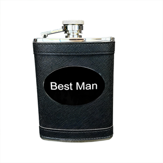 Black Flask with Black Plate Things Engraved