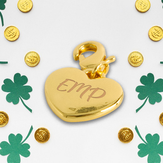 Lucky Clover Gold Heart Charm - Things Engraved