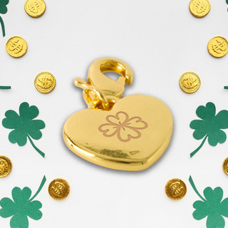 Lucky Clover Gold Heart Charm - Things Engraved