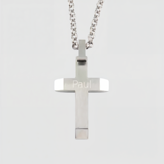 Angled Cross with Chain - Things Engraved