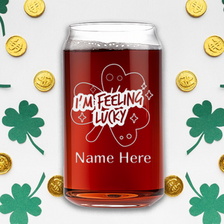 Feeling Lucky Beer Can Glass St Patrick Day - Things Engraved