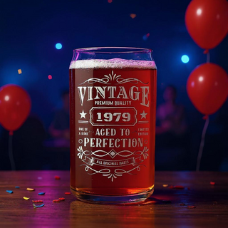 Vintage Birthday Beer Glass - Things Engraved
