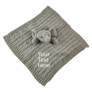 Personalized Knit Security Blanket - Grey Elephant | Embroidered Message - Things Engraved