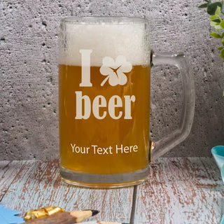 I ☘️ Beer Handled Beer Mug Stein 15 oz - Things Engraved