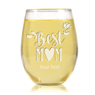 Best Mom Engraved Stemless Wine Glass - Things Engraved
