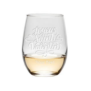 Joyeus Saint Valentin Stemless Wine Glass - Things Engraved