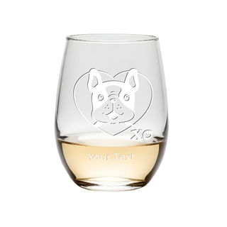 Dog in Heart Stemless Wine Glass - Things Engraved