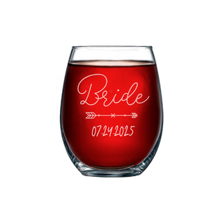 The Bride's Stemless Wine Glass 15 oz - Things Engraved