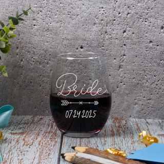 The Bride's Stemless Wine Glass 15 oz - Things Engraved