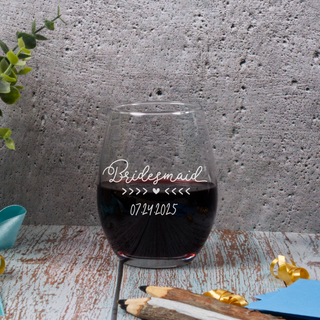 The Bridesmaids Stemless Wine Glass 15 oz - Things Engraved
