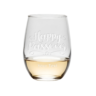 Happy Passover Stemless Wine Glass - Things Engraved