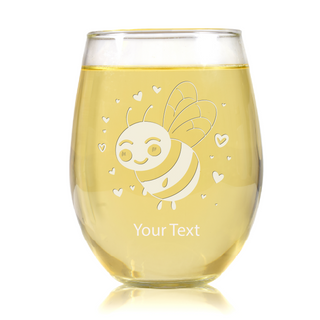 Bee Happy Stemless Wine Glass - Things Engraved