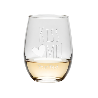 Kiss Me Stemless Wine Glass - Things Engraved