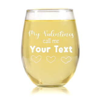 My Valentine Stemless Wine Glass - Things Engraved