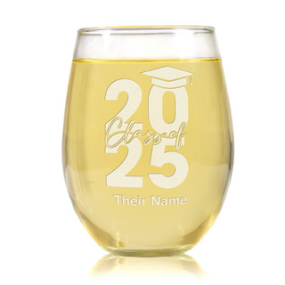 Class of 2025 Stemless Wine Glass - Things Engraved
