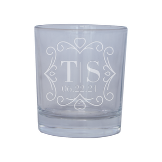 Couple Monogram With Date Custom Engraved Whiskey Glass - Things Engraved