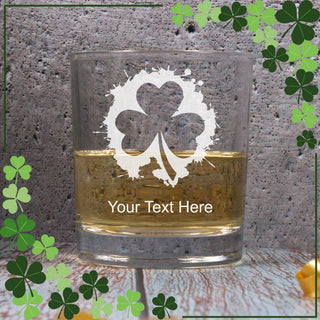 Lucky Clover Heavy Base Rocks Glass 11 oz - Things Engraved