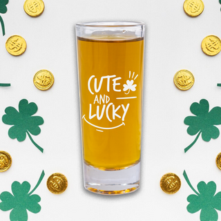 Cute and Lucky Tall 2.5 oz Shot Glass - Things Engraved