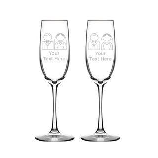 Wedding Couple Customized Engraved champagne glass set - Things Engraved