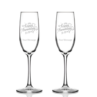Happy Anniversary Champagne Glass Set of 2 - Things Engraved