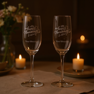 Happy Anniversary Champagne Glass Set of 2 - Things Engraved