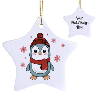Cute Christmas Animals Ceramic Star Ornament - Things Engraved