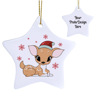Cute Christmas Animals Ceramic Star Ornament - Things Engraved
