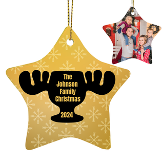 Design Your Own Family Christmas Star Shaped Ceramic Ornament - Things Engraved