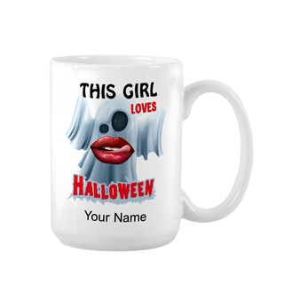 This Girl Loves Halloween Ceramic Mug 15 oz - Things Engraved
