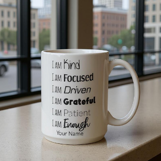 I am Enough Ceramic Coffee Mug 15 oz - Things Engraved