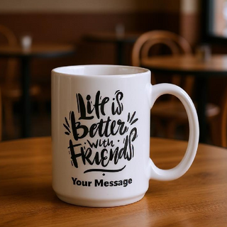 Life is Better with Friends Ceramic Mug 15 oz - Things Engraved