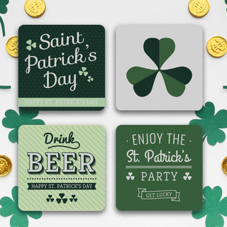 Set of 4 Coasters with St Patrick's Day Theme designs - Things Engraved