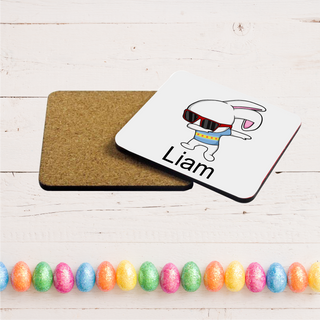 Dabbing Easter Bunny Square Coaster - Things Engraved