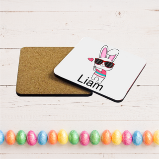 Easter Bunny with Heart Square Coaster - Things Engraved