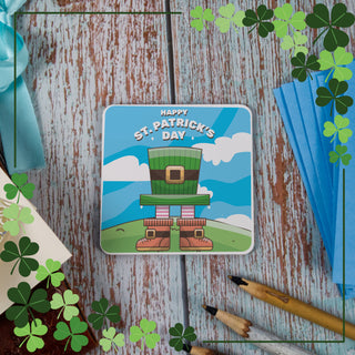 Leprechaun Hat with Feet Square Coaster - Things Engraved