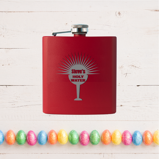 Holy Water Red Stainless steel flask 6oz - Things Engraved