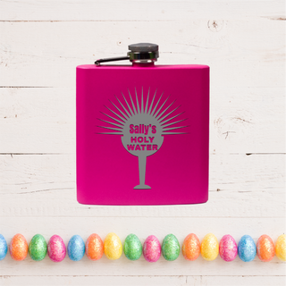 Holy Water Pink Stainless Steel 6oz Flask - Things Engraved