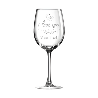 I Love You Custom Engraved White Wine Glass 12oz - Things Engraved
