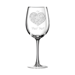 Pretty Heart White Wine Glass - Things Engraved