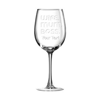 The Mom Boss White Wine Glass - Things Engraved
