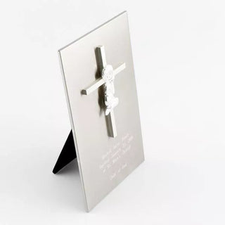 Engravable Stainless Steel Cross Plaque - Boy - Things Engraved