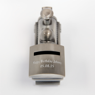 Pewter Train Bank with Custom Engraving - Things Engraved