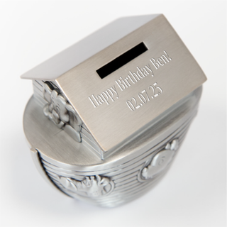 Pewter Noah’s Ark Bank with Custom Engraving - Things Engraved