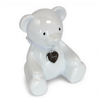 White Ceramic Bear with Custom Engraving - Things Engraved