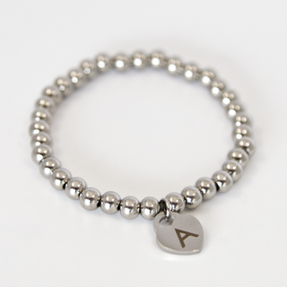 Custom Heart Charm Bracelet- Silver - Things Engraved