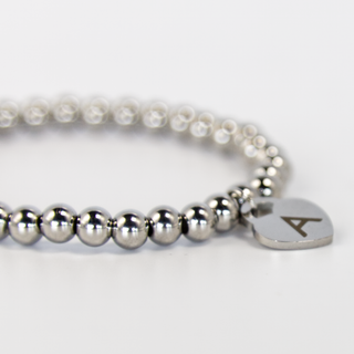 Custom Heart Charm Bracelet- Silver - Things Engraved