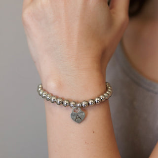 Custom Heart Charm Bracelet- Silver - Things Engraved