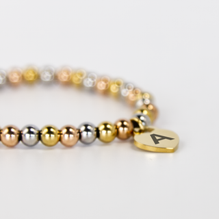Custom Heart Charm Bracelet - Tri Colour - Things Engraved